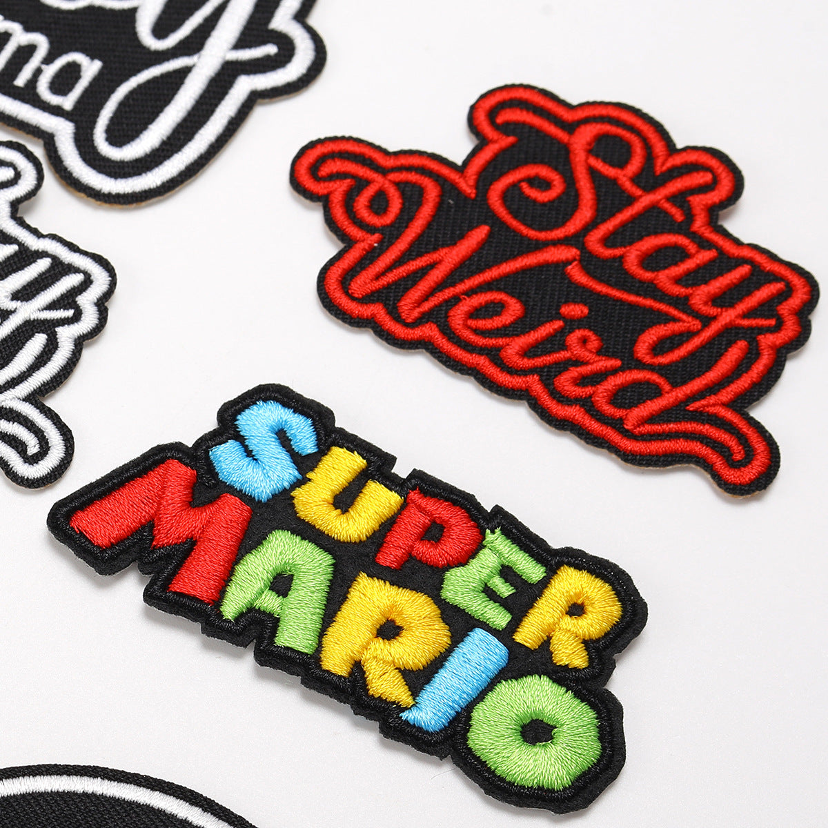 Wholesale Trendy Embroidered Letter Patches Set Of 4 Black Twill Badges For Clothing Decorative Resale Accessory