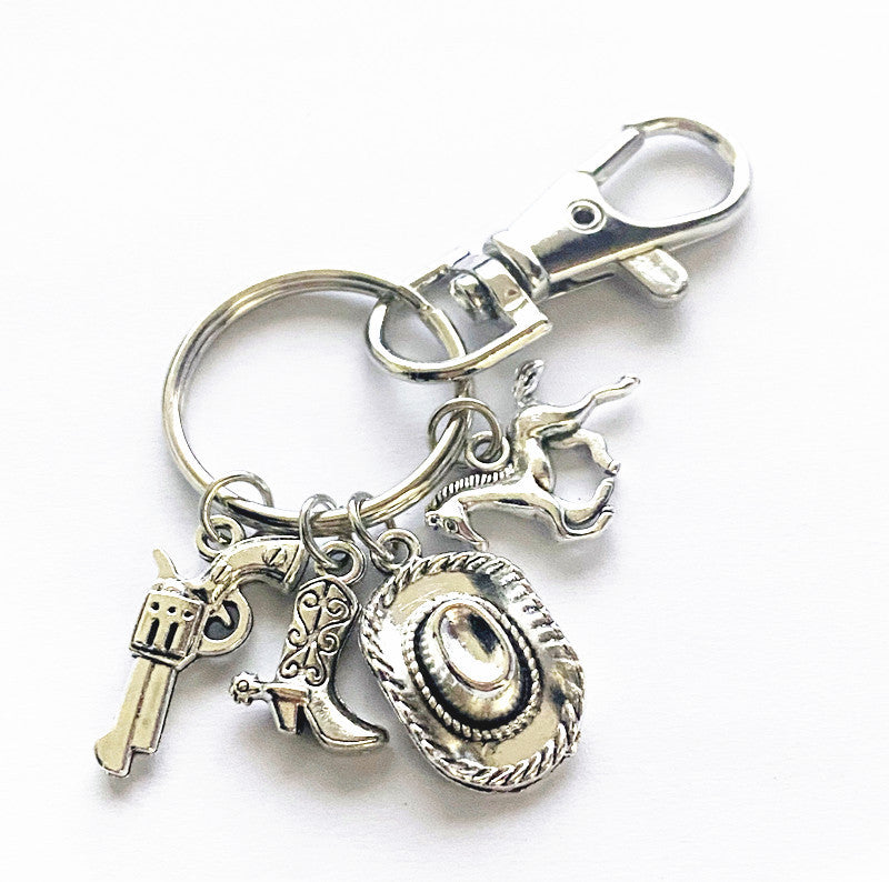 Wholesale Boots Cowboy Hat with Riding Pendant Keychain