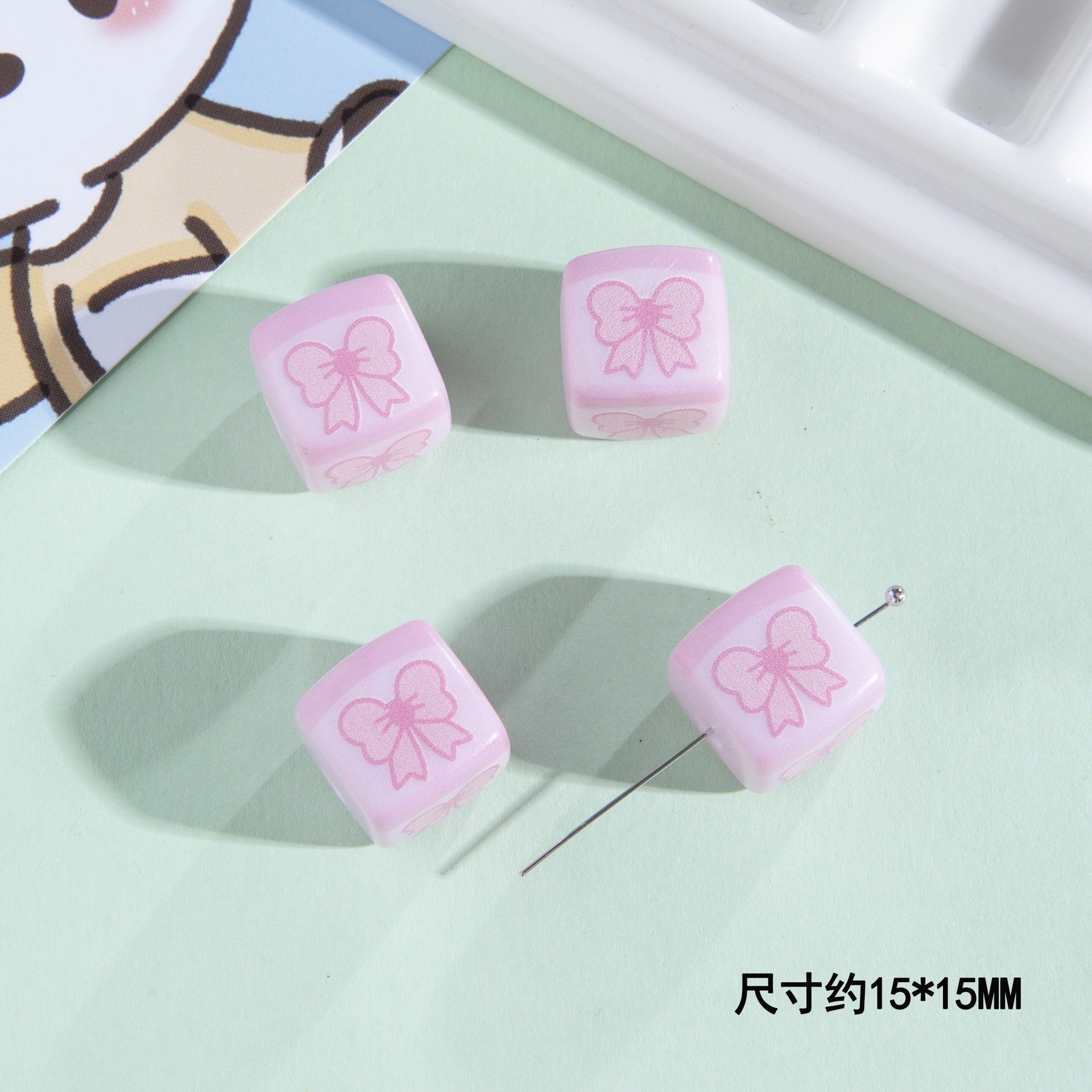 Wholesale 10pcs/pack Cute Square Bowknot String Beads