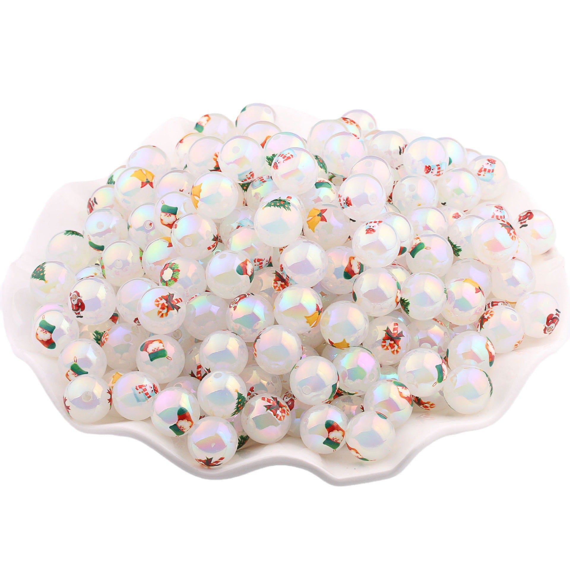 Wholesale 20pcs/pack Acrylic Christmas Bells Old Man Christmas Tree DIY Beaded Accessories