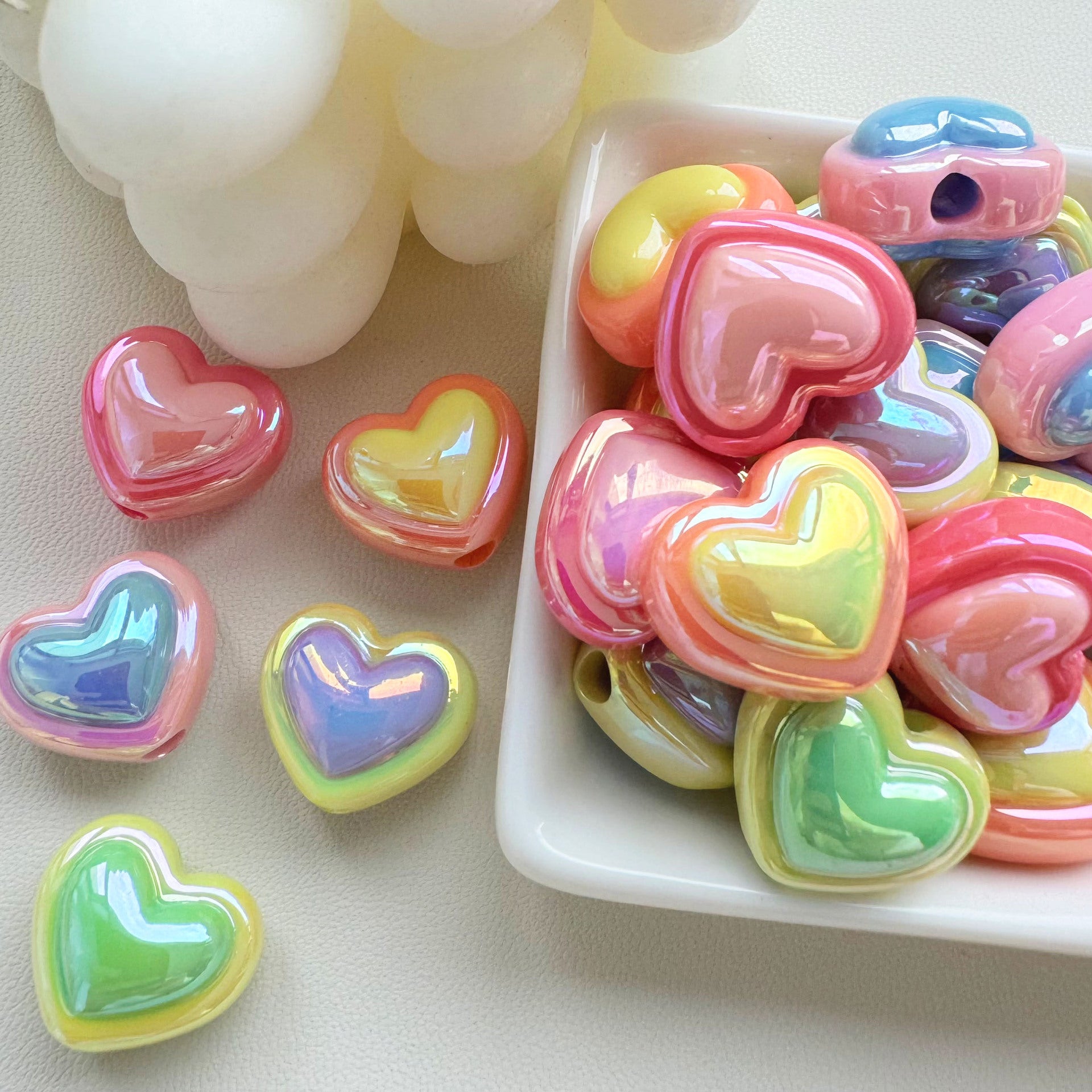 Wholesale 10pcs Color matching five-pointed star flower love resin beads