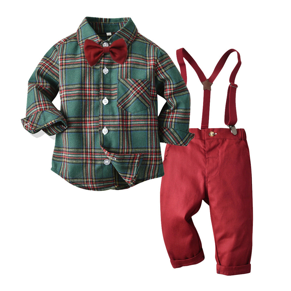 Wholesale Children's Cotton Long Sleeved Plaid Shirts and Gentlemen's Clothing