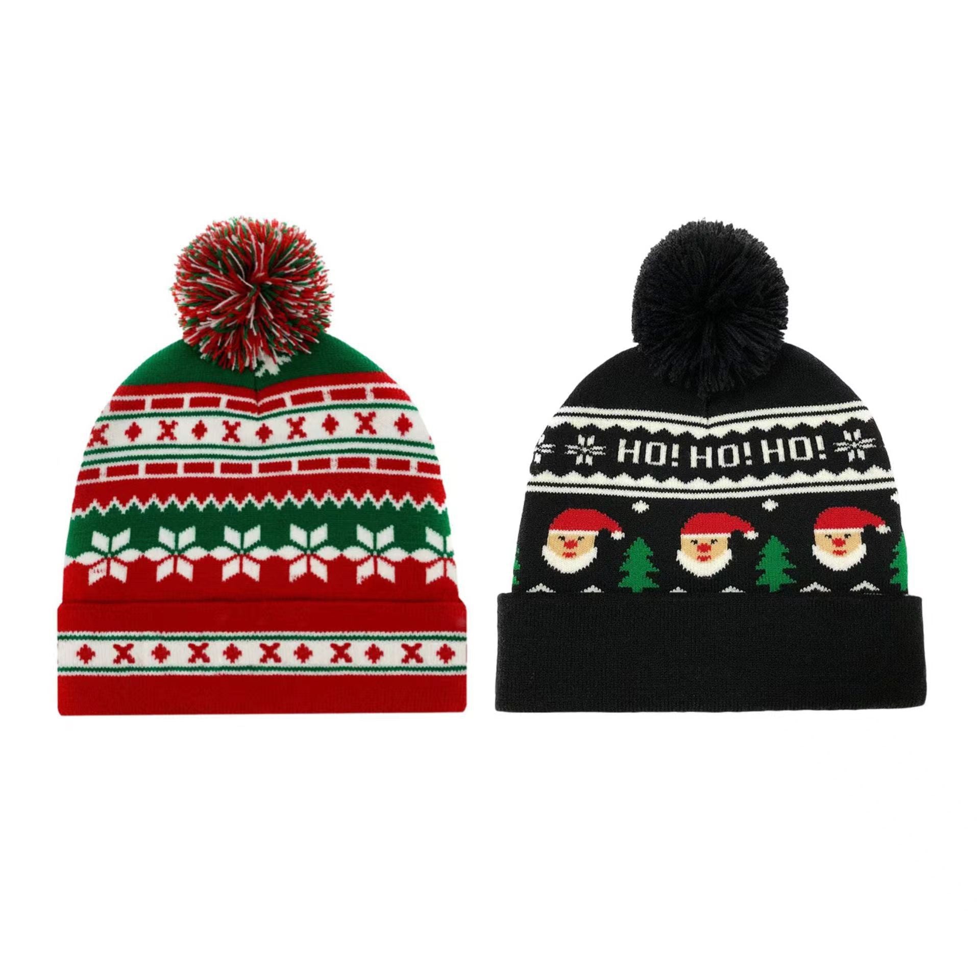 Wholesale Christmas Wool Ball Knitted Hat Wool Hat