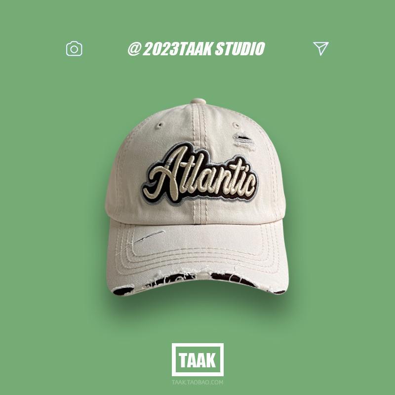 Wholesale Washed denim ripped baseball cap for women summer all-match street letter embroidered cap