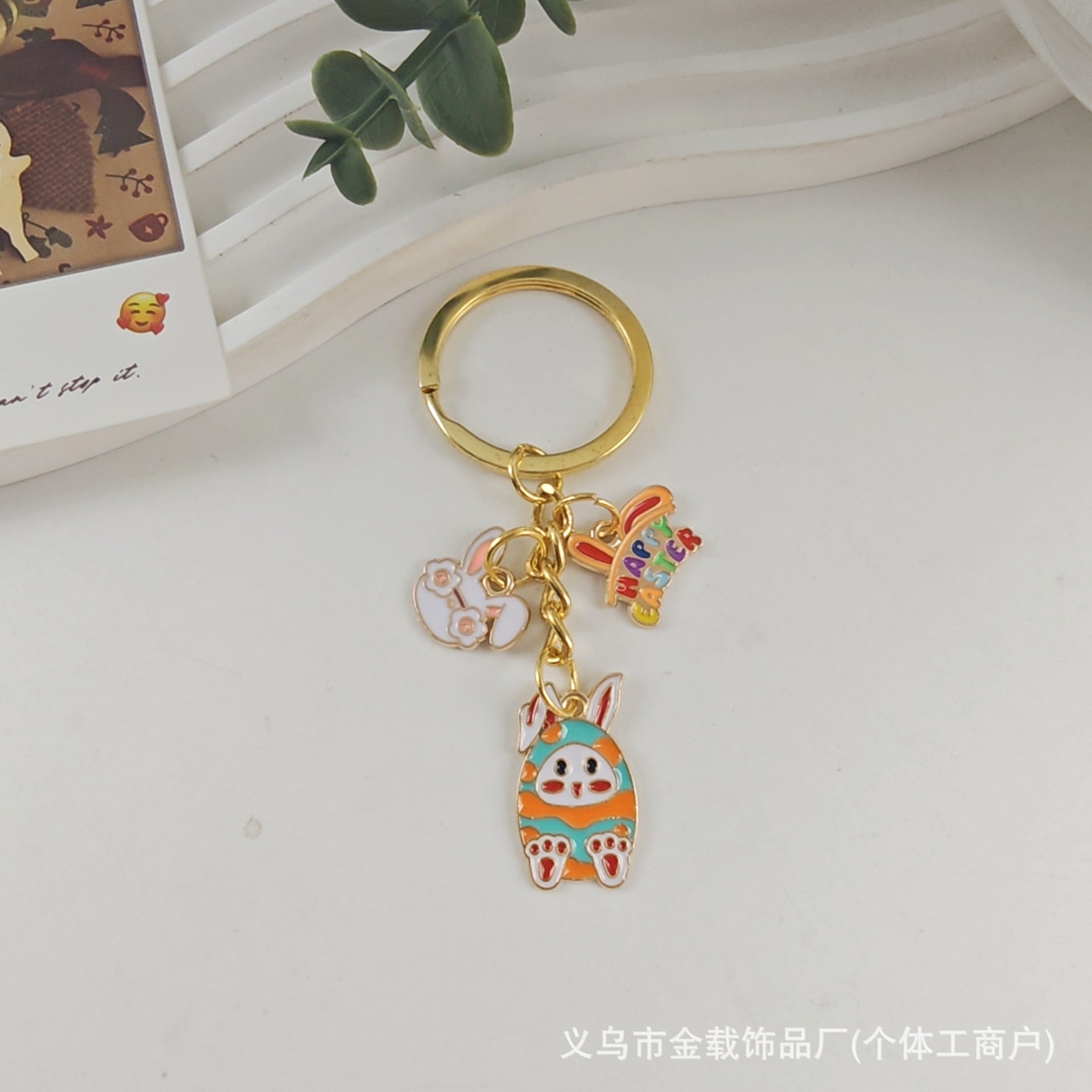 Wholesale Cartoon Easter egg cute rabbit metal keychain