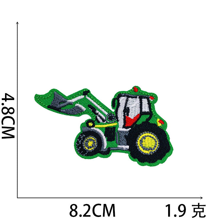 Wholesale Stylish Construction Vehicle Embroidery Patches Self Adhesive Polyester Cloth Applique For Clothing And DIY