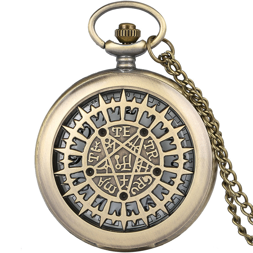 Wholesale Hollow Personalized Hollow Five-pointed Star Bronze Pocket Watch