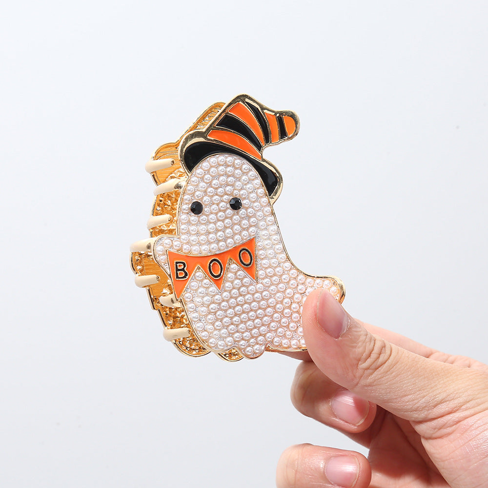 Wholesale  Cute Cartoon Alloy Hair Claw Clip With Pearl Beads Enamel Design Fashion Hair Accessory For Party Gift