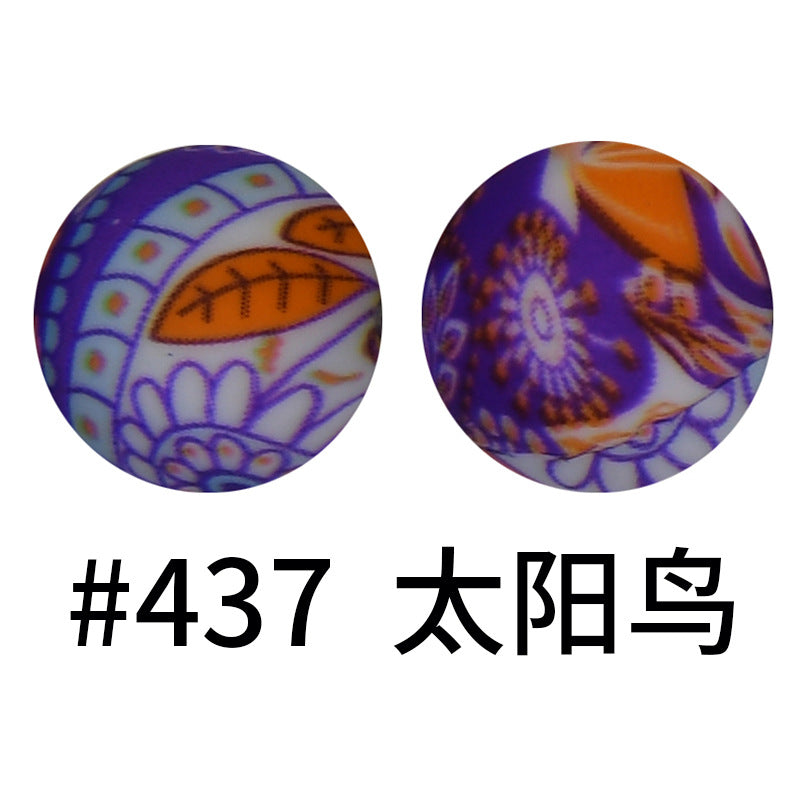 Wholesale 50pcs 16mm Print Silicone Beads Colorful Silicone Water Transfer Beads