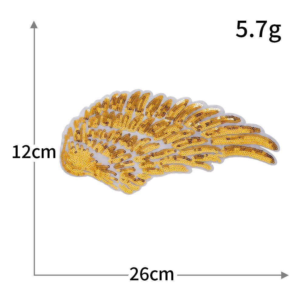 Wholesale Large Gold Silver Sequin Angel Wing Embroidered Fabric Patch Applique Decorative Clothing et Fashion Accessory For Gift And Resale