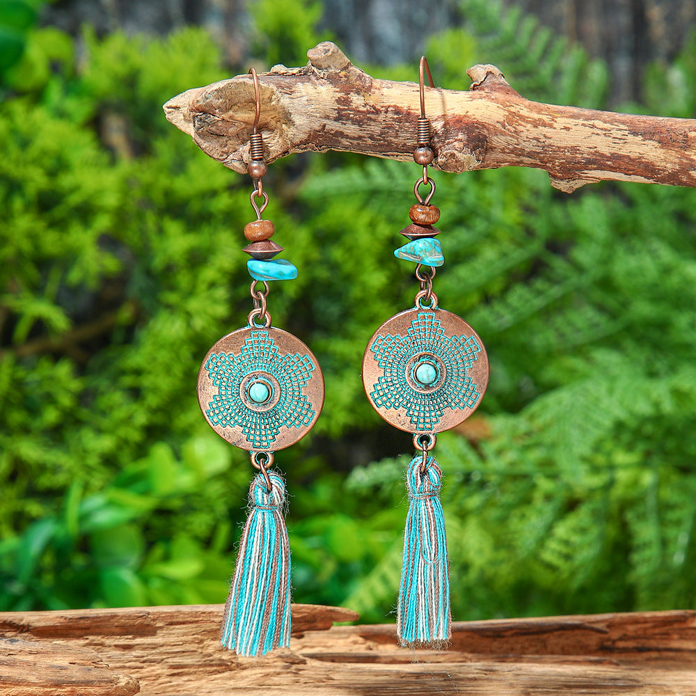 Wholesale Bohemian Retro Tassel Earrings Zinc Alloy Fashion Accessory For Party Wear And Resale