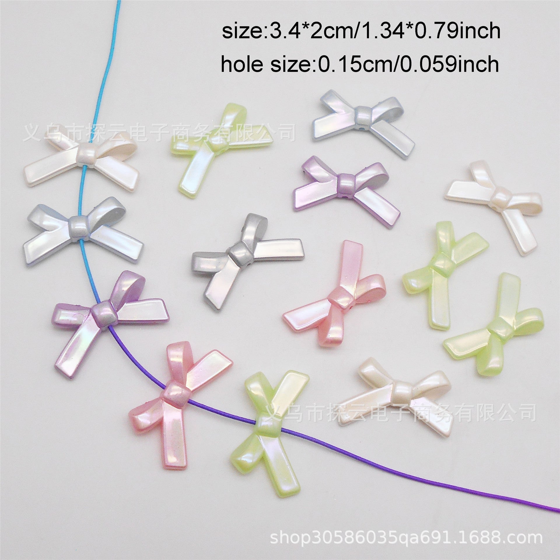 Wholesale 10pcs Plated Cartoon Bow Loose Acrylic Beads