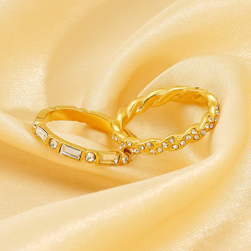 Wholesale Diamond twist ring for women geometric index finger ring internet celebrity ring