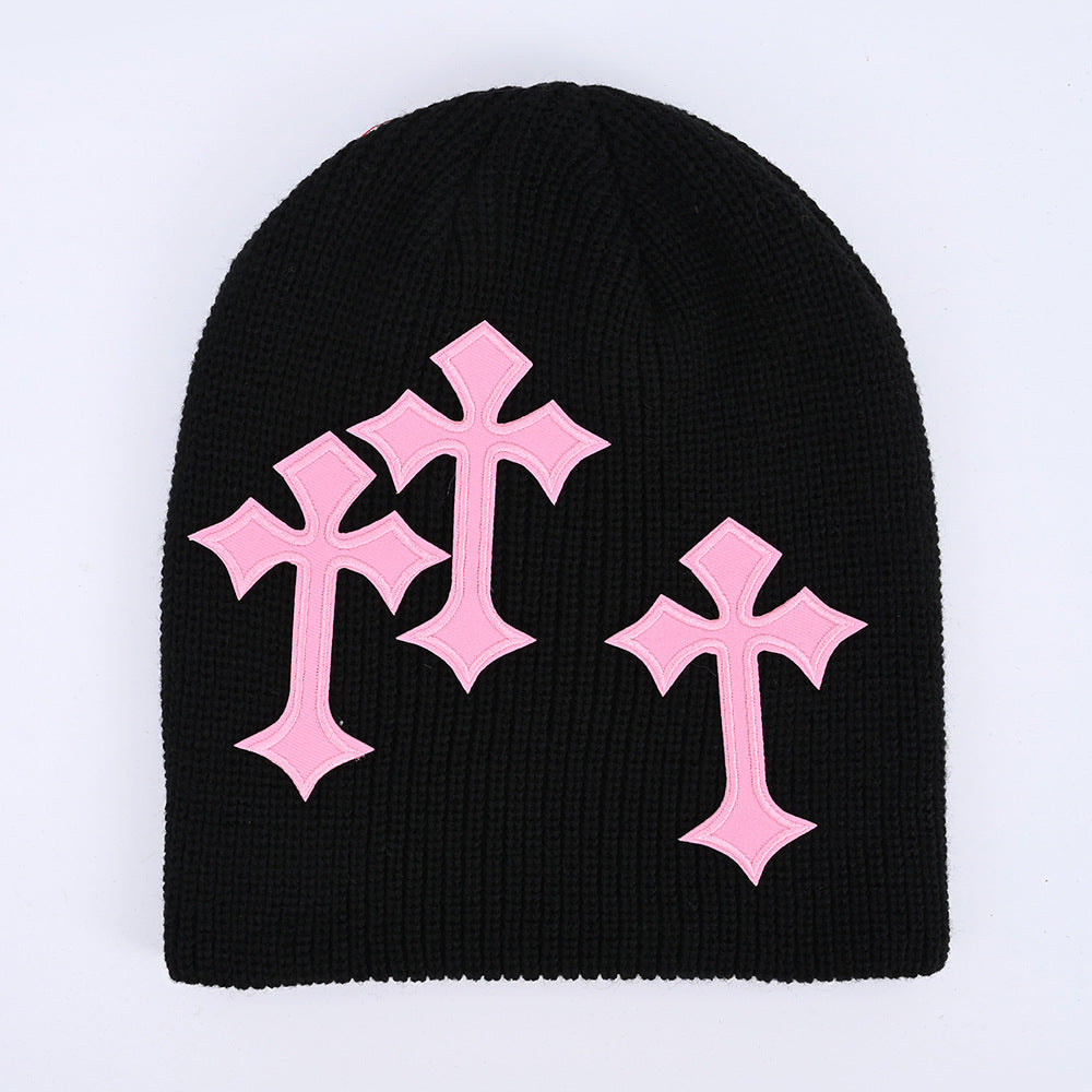 Wholesale Dark Cross Woolen Loose Knitted Cold Acrylic Hat
