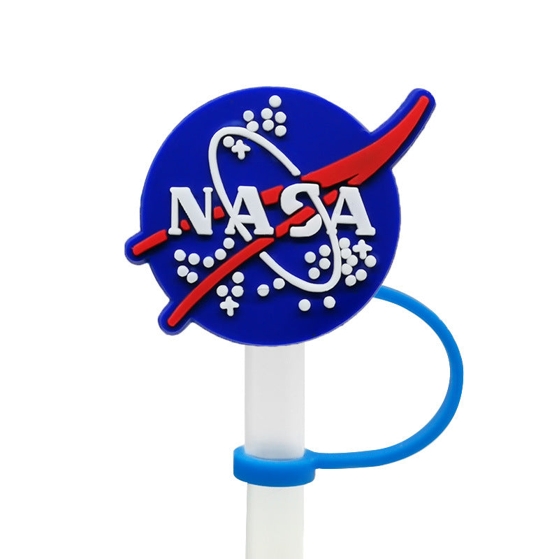Wholesale of 10PCS Space Transportation Vehicles with Silicone Straw Tube Cap Straw Decorations