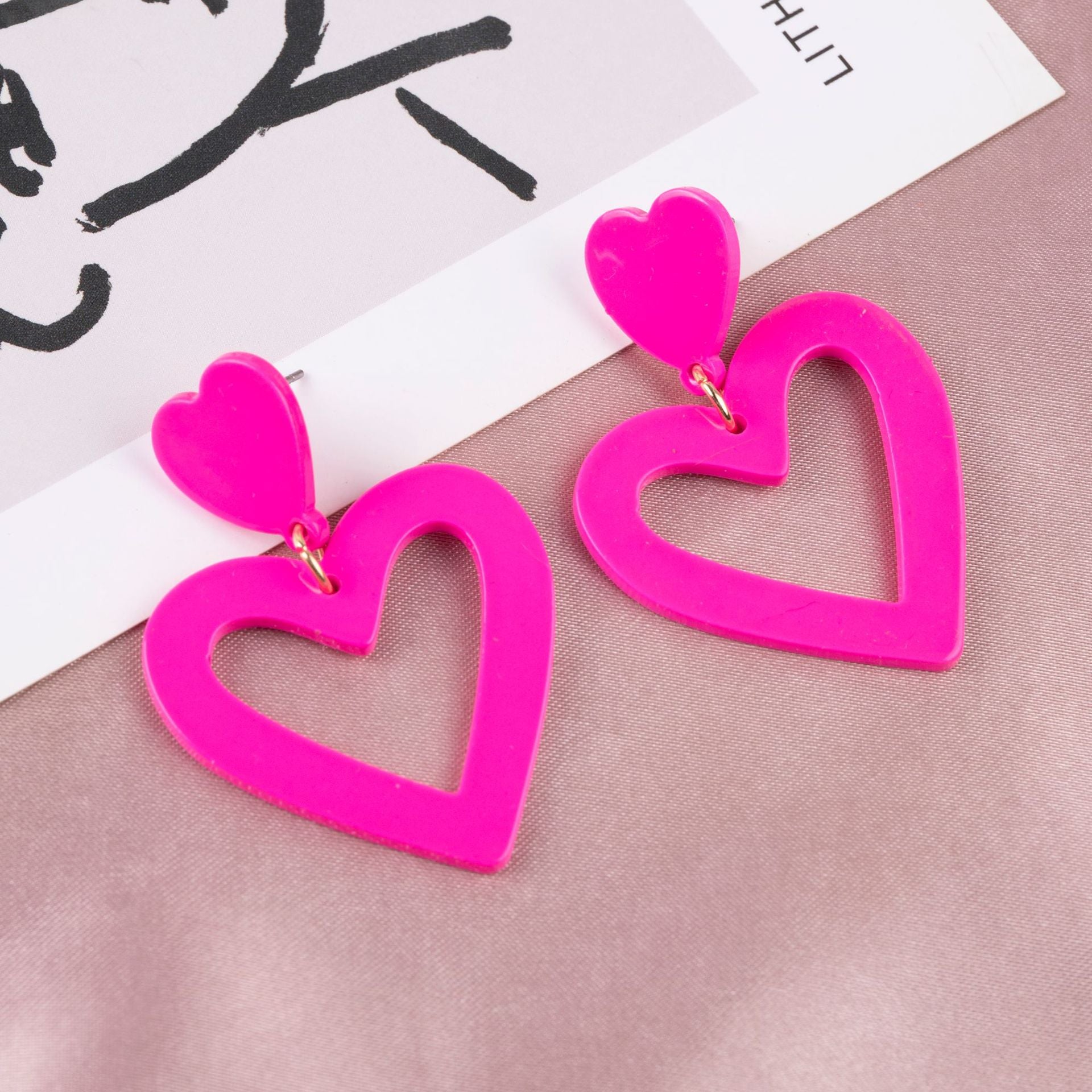 Wholesale Double Heart Earrings Pendant Heart Earrings Women Love Heart Pendant Earrings Valentine's Day Gift