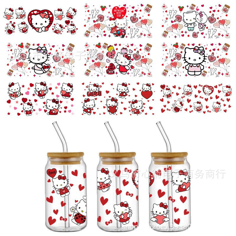 Wholesale 5pcs Cartoon Cute Cat 16oz Cup UV DTF Wraps OLY Exclusive