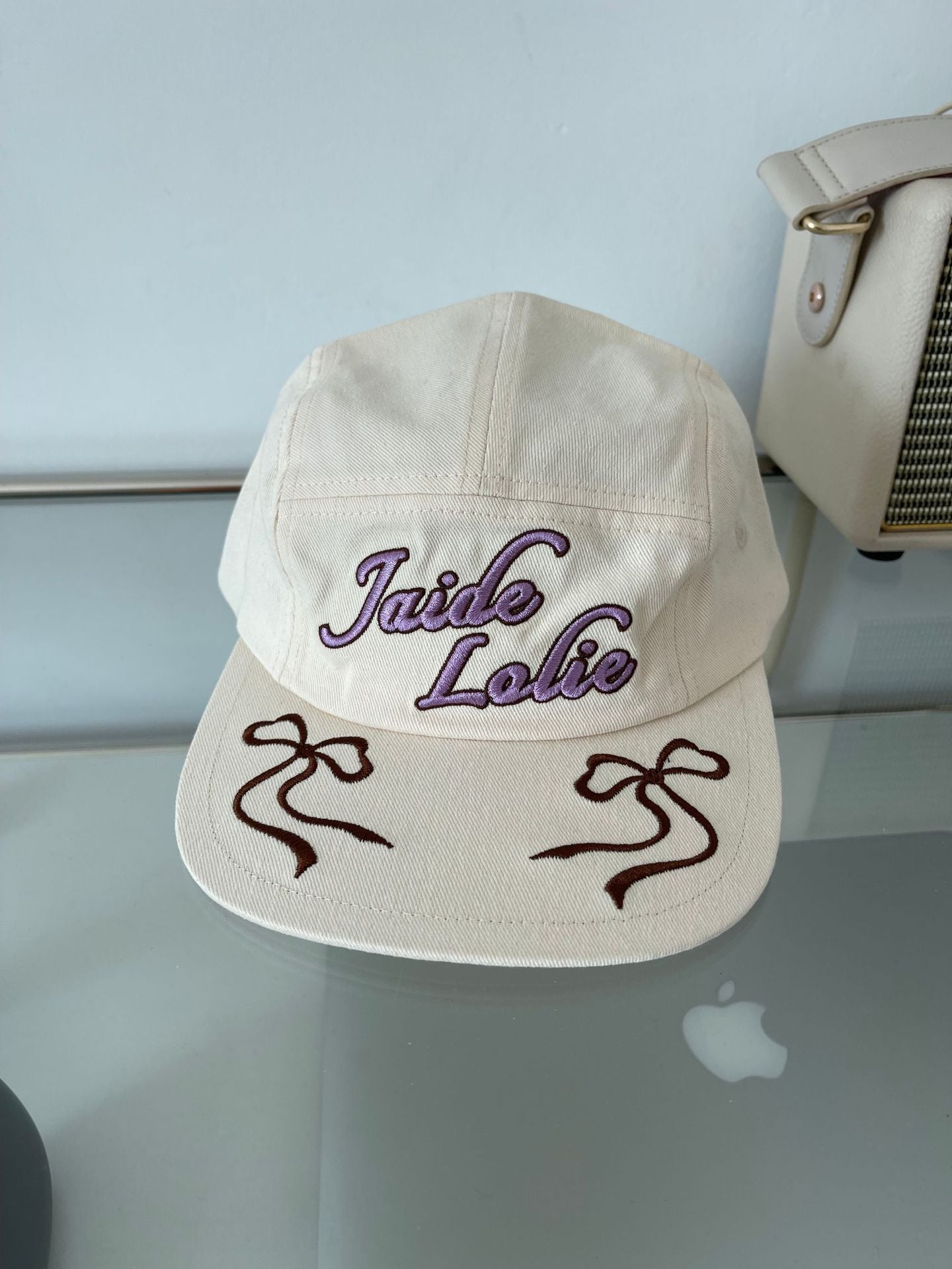 Wholesale Bow Embroidery Flat Brim Baseball Cap