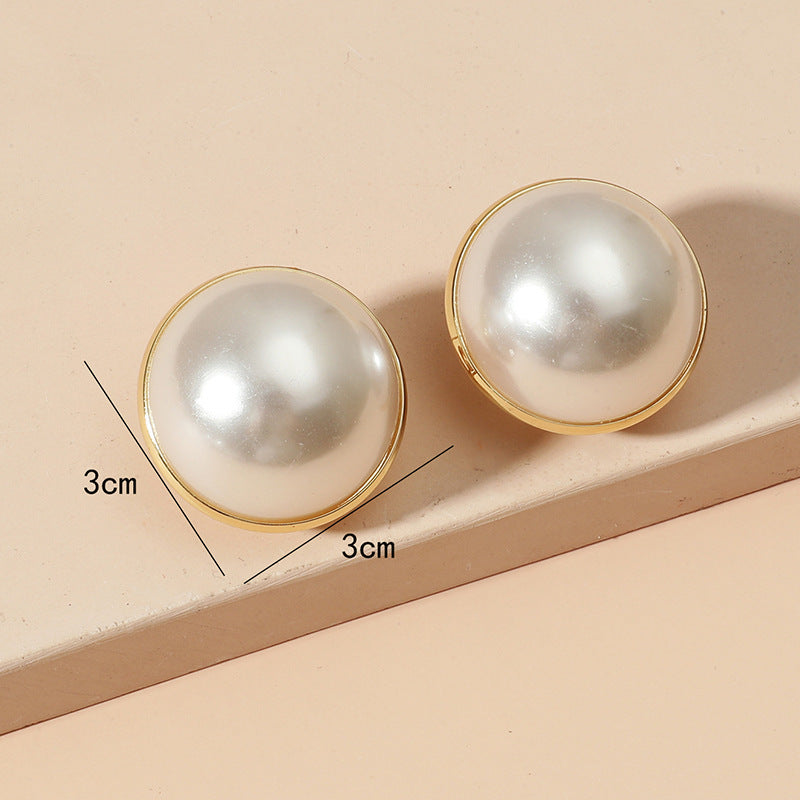 Wholesale Temperament Pearl Geometric Round Base Earrings