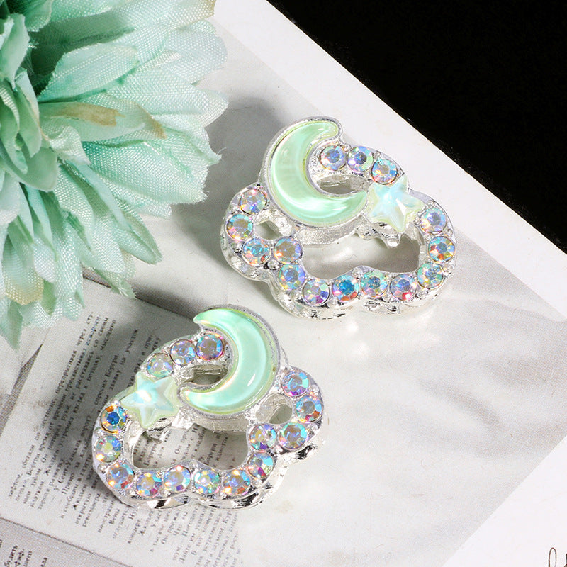 Wholesale 3pcs Fully Diamond Auspicious Cloud Star Moon Crystal Beads