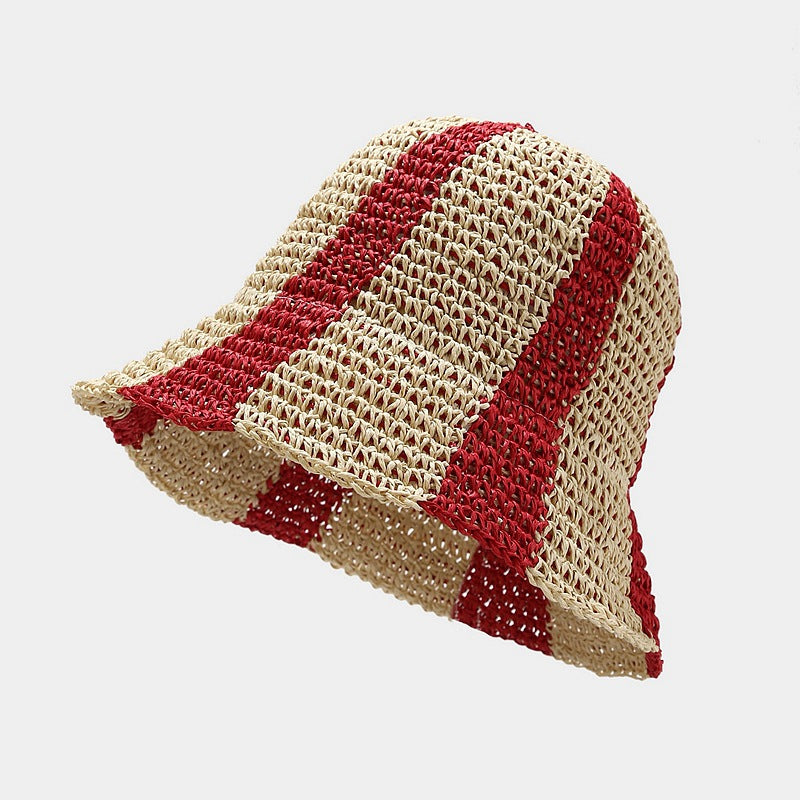 Wholesale Design Stitching Straw Barrel Hat Sun Hat