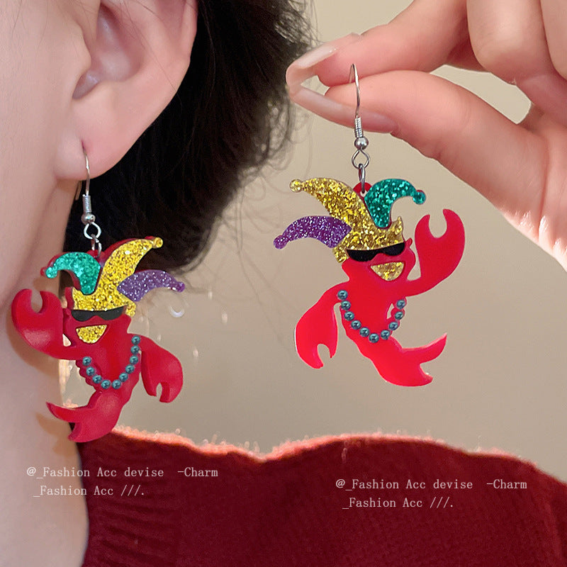 Wholesale St. Patrick's Day Cartoon Dinosaur Clown Hat Hook Carnival Party Earrings