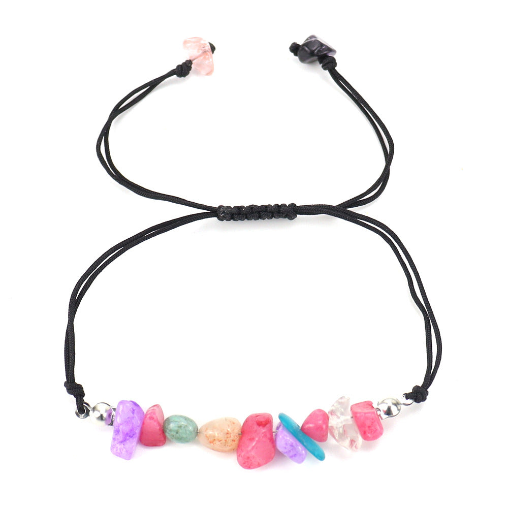 Wholesale Hand-woven Natural Crystal Crushed Stone Amethyst Agate Adjustable Bracelet