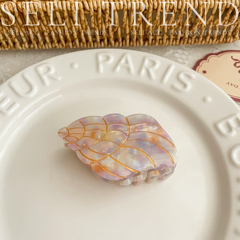 Wholesale Ocean Series Whale Conch Pearl Acetate Clip
