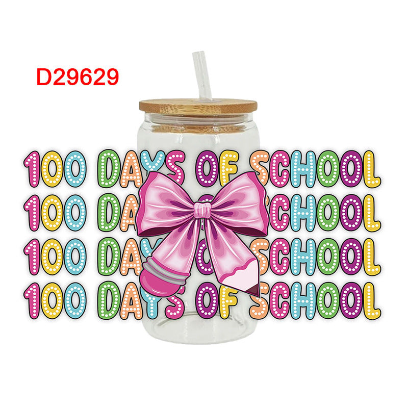 Wholesale Colorful Stationery School Bus Teacher's Day 16oz Cup UV DTF Wraps