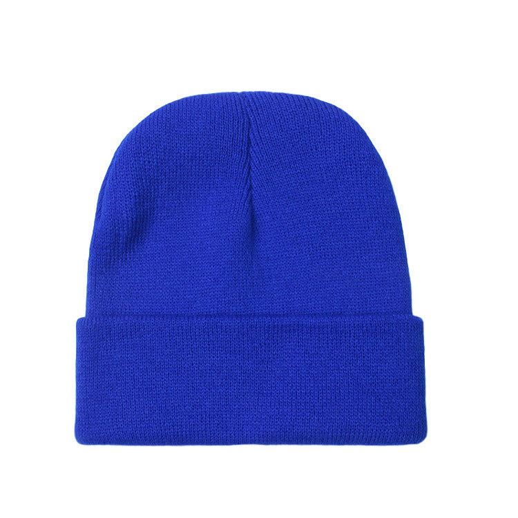 Wholesale Acrylic plain solid color embroidered beanie windproof earmuffs warm knitted beanie to keep out the cold