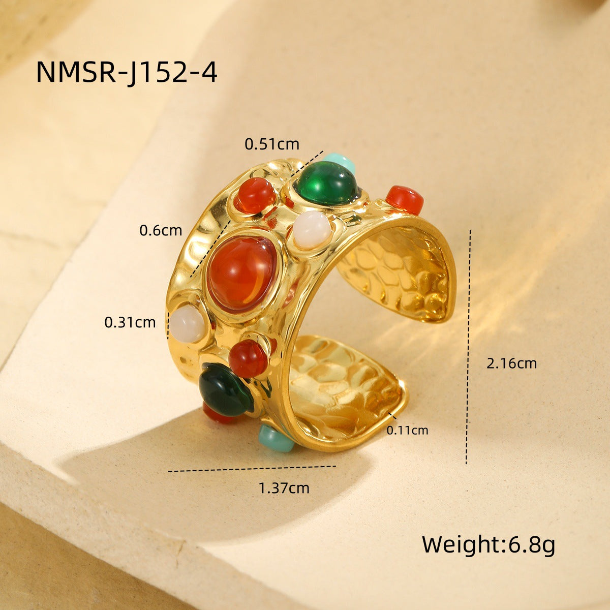 Wholesale French court style multi-gemstone open retro ring
