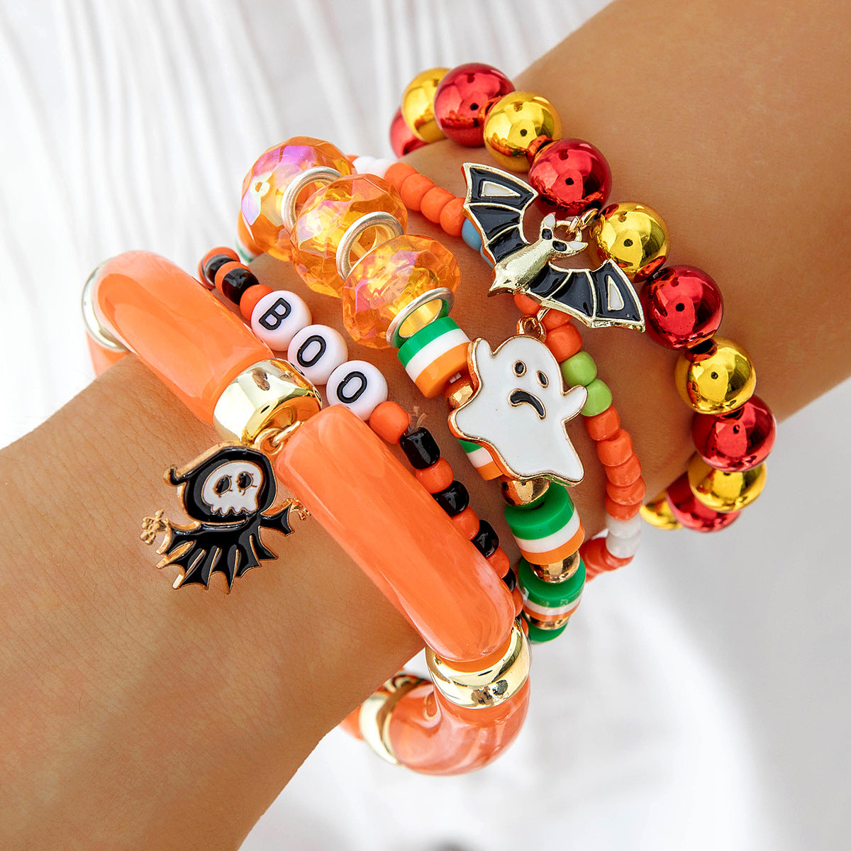 Wholesale  Funny Skull Rice Bead Bracelet Set