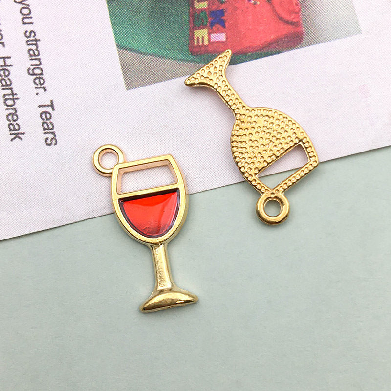 Wholesale 1 Drop Oil Alloy Red Simulated Lipstick Bow DIY Pendant