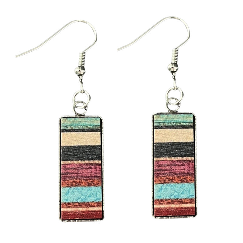 Wholesale Metal Wood Grain Mountain Yoga Meditation Energy Earrings