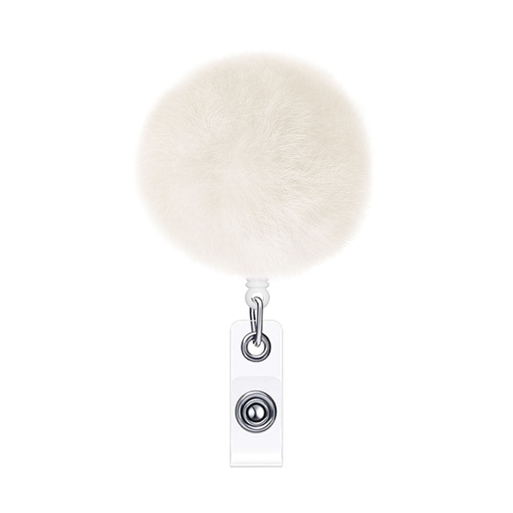 Wholesale Hair Ball Crocodile Clip Badge Scroll Retractable Keychain