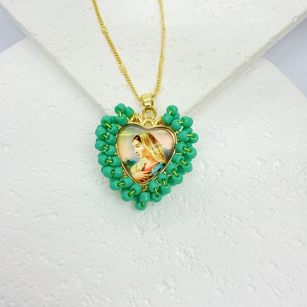 Wholesale Golden Rice Bead Love Pendant heart necklace