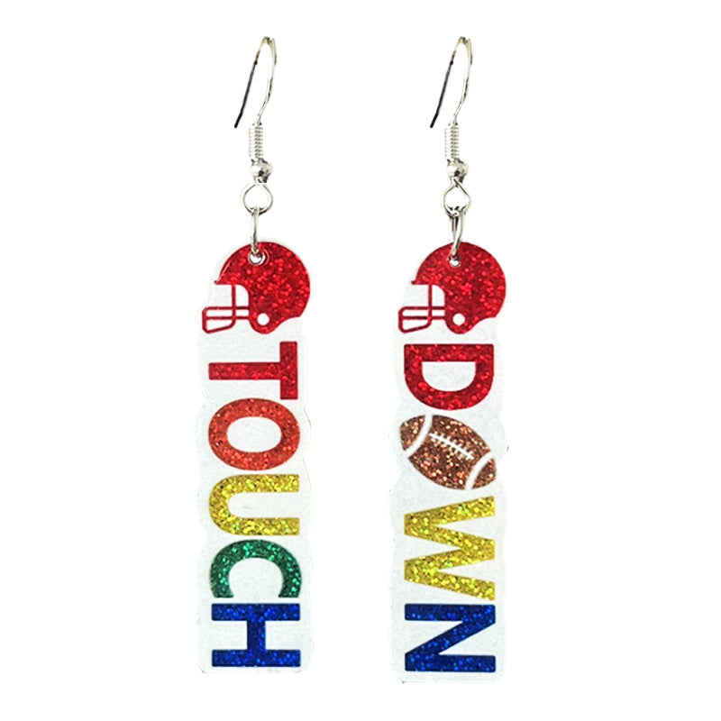 Wholesale Football Glitter Day Atmosphere Colorful Earrings Bow Element Coffee Autumn Earrings