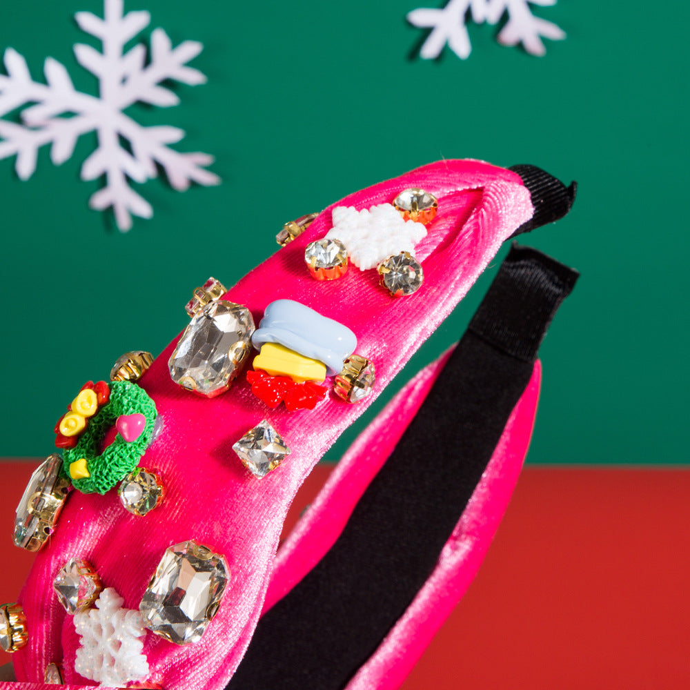 Wholesale Christmas Velvet Santa Tree Santa Claus Snowflake Headband