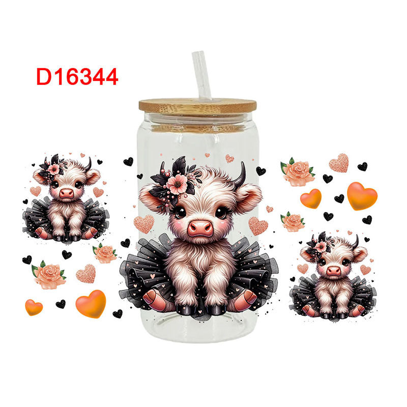 Wholesale Colorful flower calf   16oz Cup UV DTF Wraps