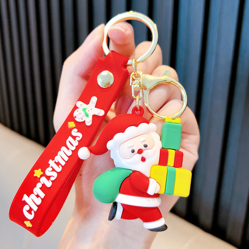 Wholesale Pvc Soft Glue Cute Christmas Snowman KeyChain