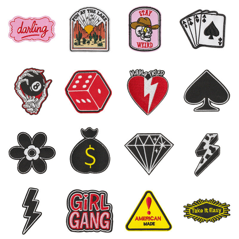 Wholesale Trendy Embroidered Fabric Patches Set Of 16 DIY Sew On Appliques For Clothing Towels Lightning Diamond Designs Everyday Accessory