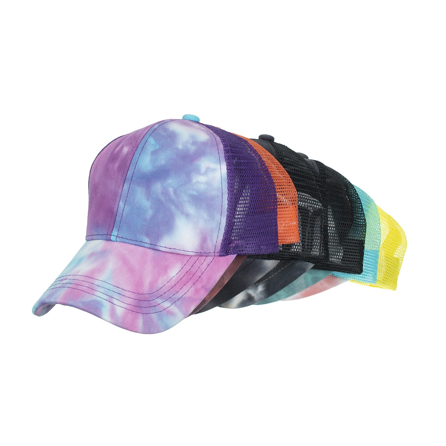Wholesale New Tie Dye Ponytail Mesh Baseball Cap