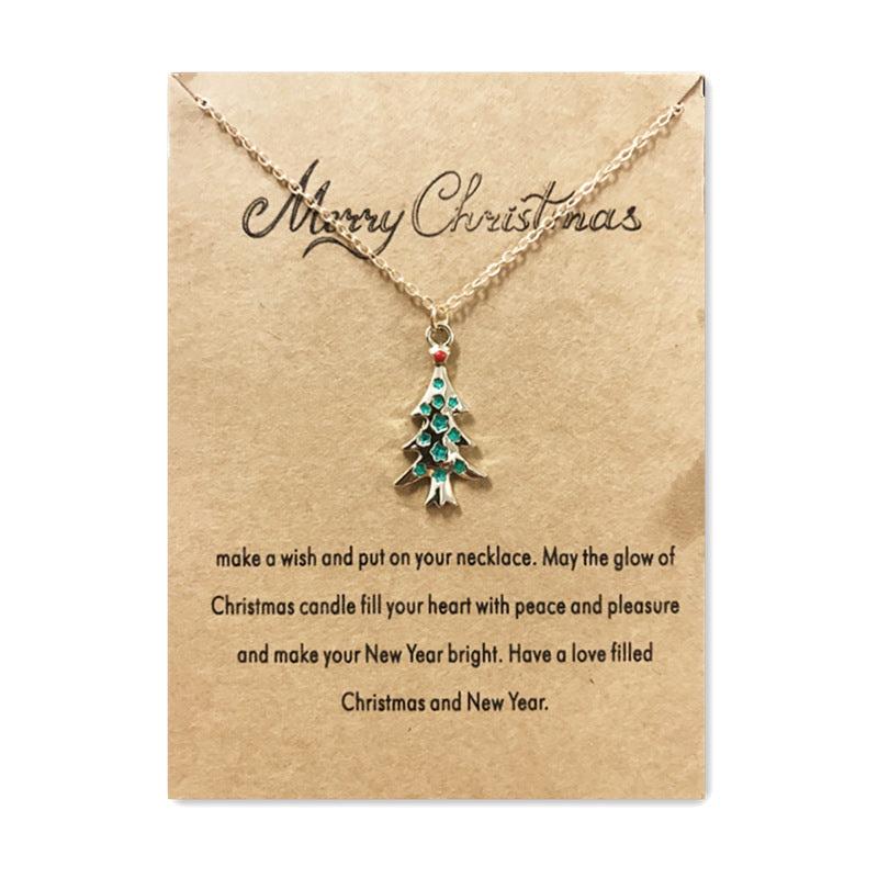 Wholesale Christmas Tree Pendant Card Necklace Clavicle Chain