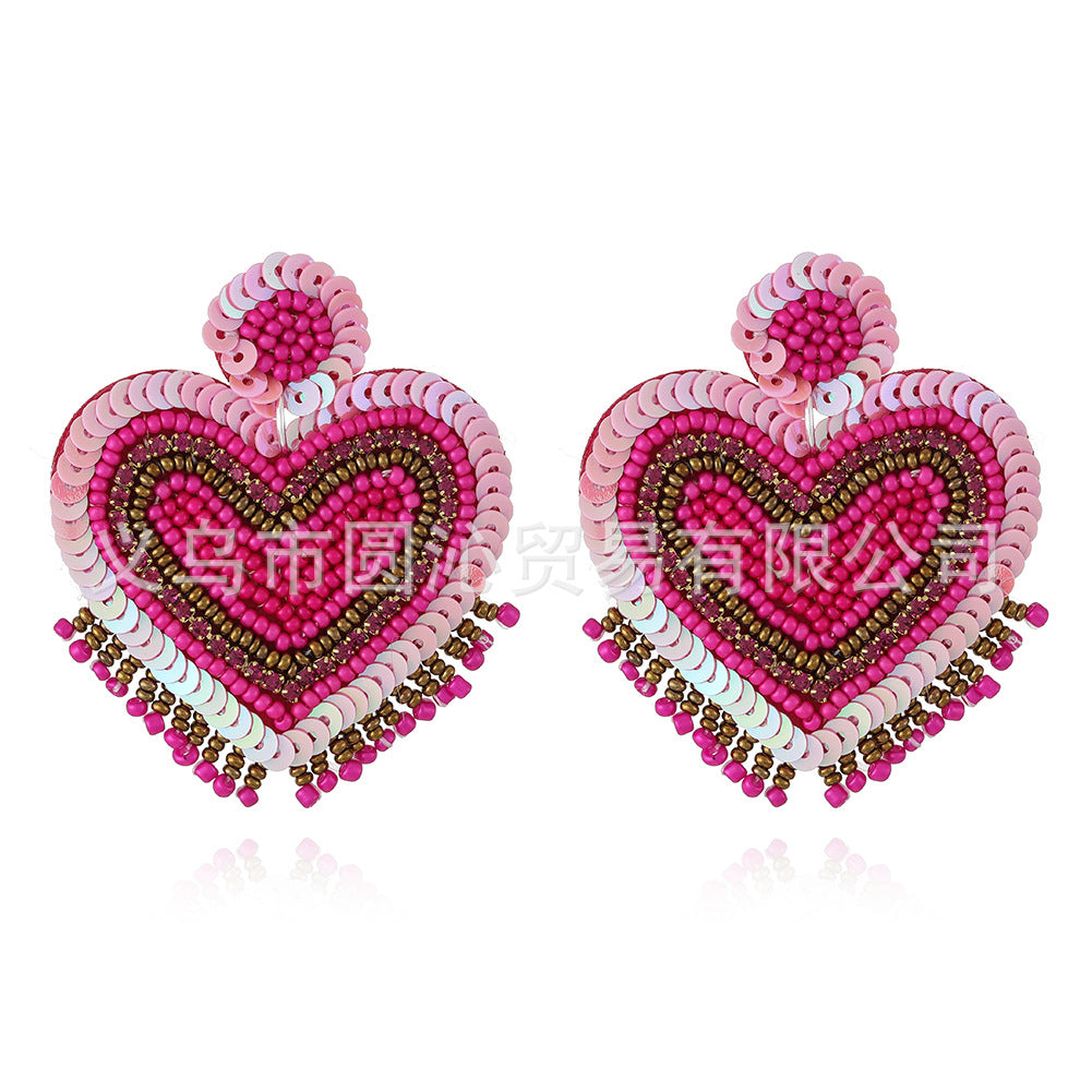 Wholesale Love Fabric Handmade Rice Ball Earrings