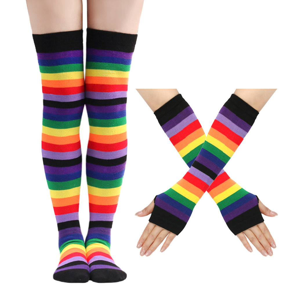 Wholesale Rainbow Striped Over-the-knee High Socks