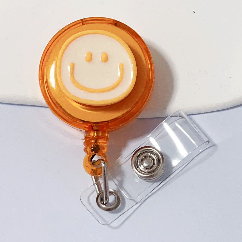 Wholesale Badge Clip Telescopic Easy Pull Anti-lost Device Sunflower Smiley Round Keychains