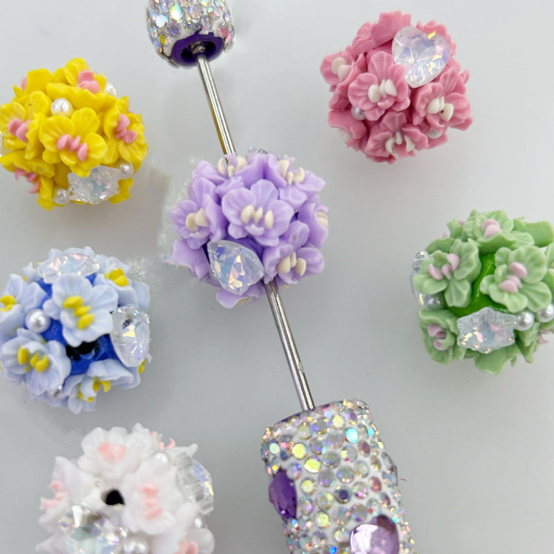 Wholesale 20pcs clay flower balls heart-shaped pentagram beads