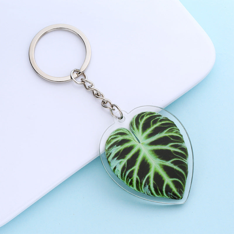 Wholesale 50PCS Creative Simulated Leaf Acrylic Keychain