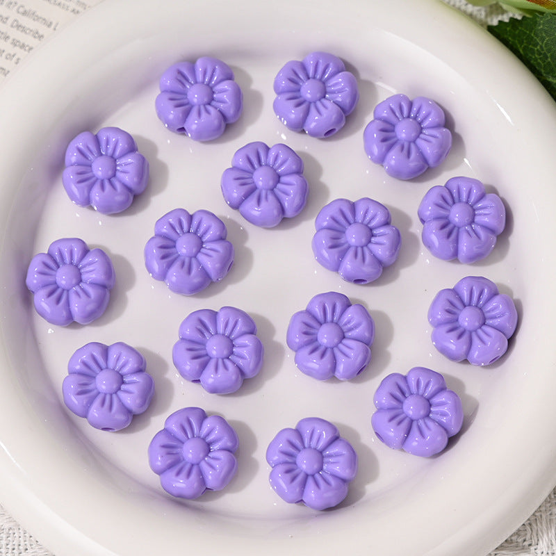 Wholesale 5pcs/pack  Acrylic Cream Candy Color Small Flower Beads  Acrylic Beads