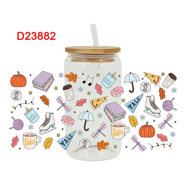 Wholesale Autumn Pumpkin Beverage Series 16oz Cup UV DTF Wraps